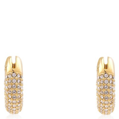 Swarovski Dextera Pierced Earrings Hoop Gold Shiny Crystal