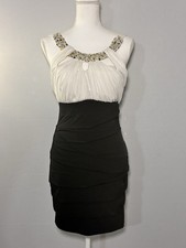 City Studio Black & White Embellished Halter Ruched Dress Size Large