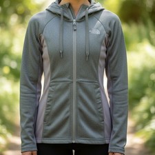The North Face Womens Full Zip Hoodie Grey Colorblock Activewear Jacket XS