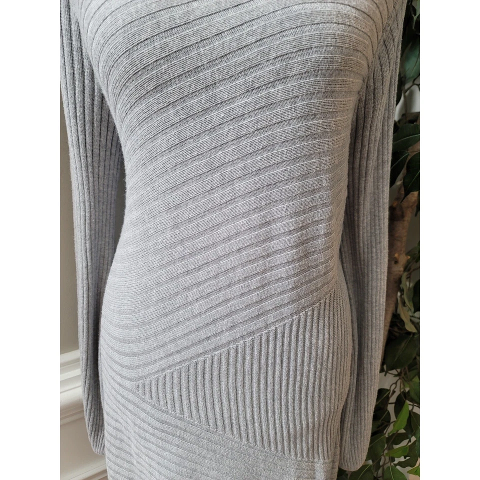 Vestido Camisa APT.9 Para Mujer Talla Mediana Gris Mezcla Algodón Mangas Largas Cuello Redondo Foto 4 de 4