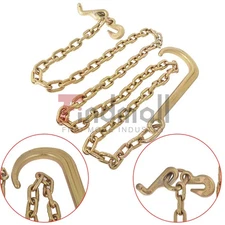 5/16 x 8 FT Grade 70 Tow Chain 15" J Hook R J T Cluster Hook Recovery Wrecker US