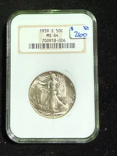 1939 S WALKING LIBERTY NGC MS 64