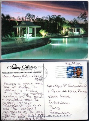 Falling Waters Naples Florida USA Postal used Postkarte Fort Myers 1996 Resort
