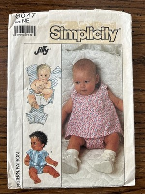 Vintage 1980's Simplicity 8047 NB Romper Sewing Pattern. Cut All Pieces Include