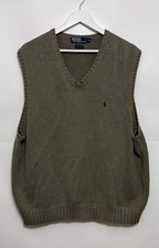 Polo Ralph Lauren Sweater Vest Mens XXL Green Knit V Neck 100 Cotton Pony Vtg