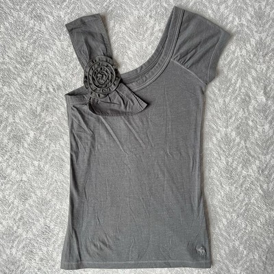 Unique Abercrombie & Fitch Asymmetrical Zipper Rosette Top Size S Vintage Rare