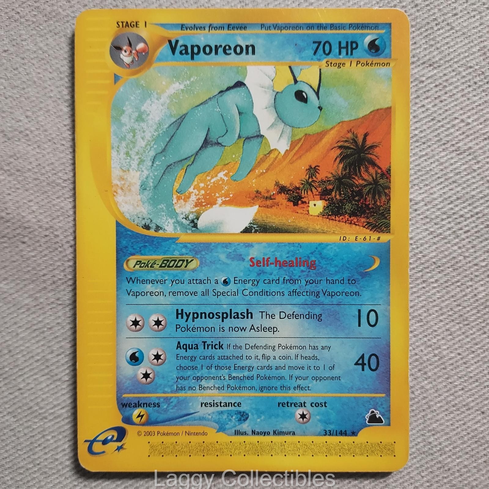 Pokemon Skyridge 33/144 Vaporeon - Rare - Heavily Played