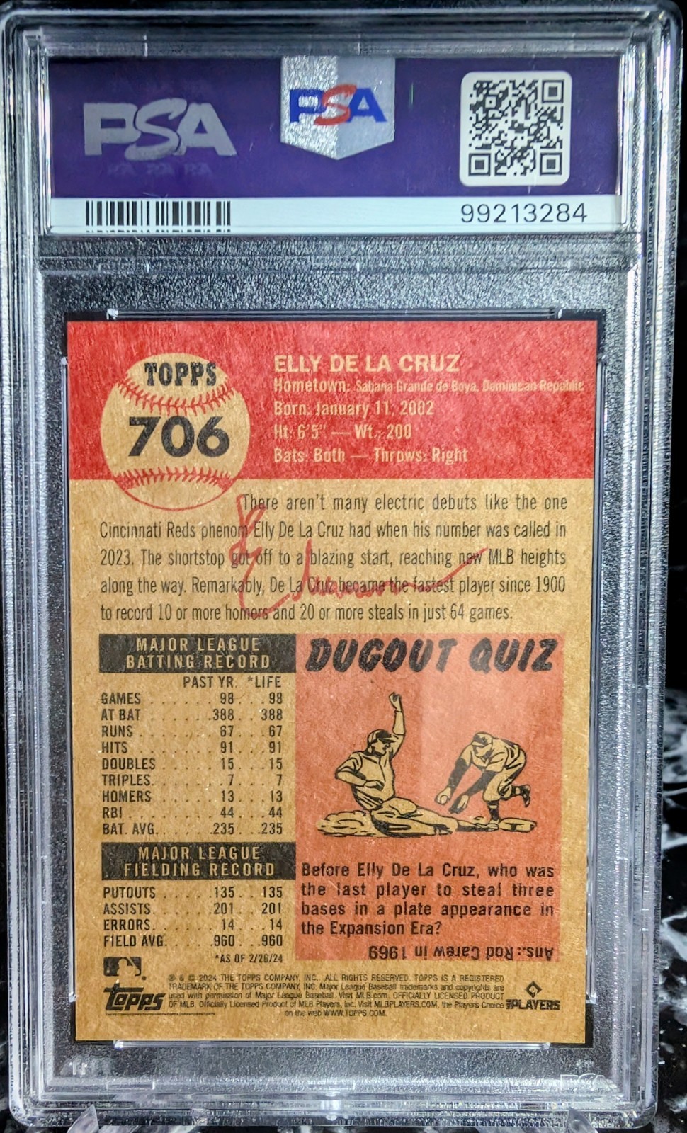 2024 Topps Living Set - Elly De La Cruz #706 (RC) PSA GEM MT 10 view 2