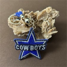 Blue Beaded Star COWBOYS Key Chain, Metal & B...