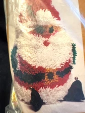 Vtg Latch Hook Santa Shaped Kit Yarn Crafts Merry Christmas Joy 15" tall