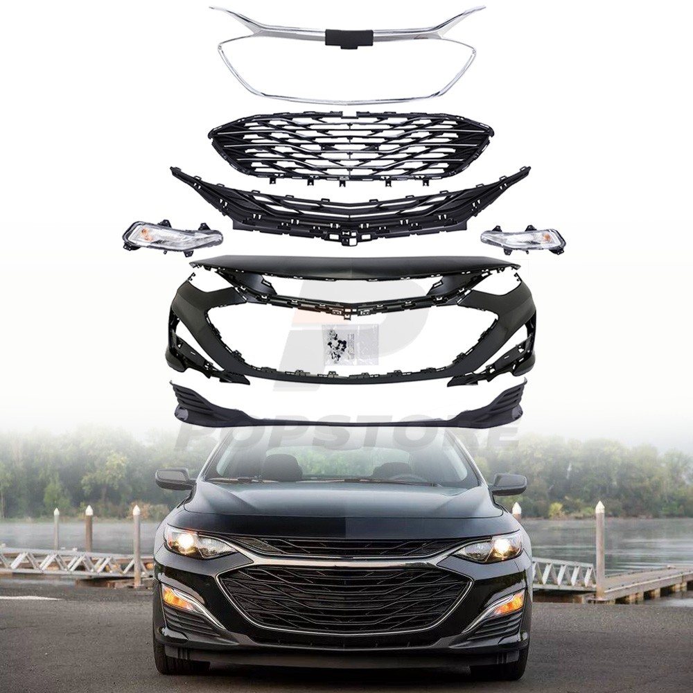 Front Bumper Upper&Lower Cover Grille With LED DRL For 2019 -2025 Chevy Malibu