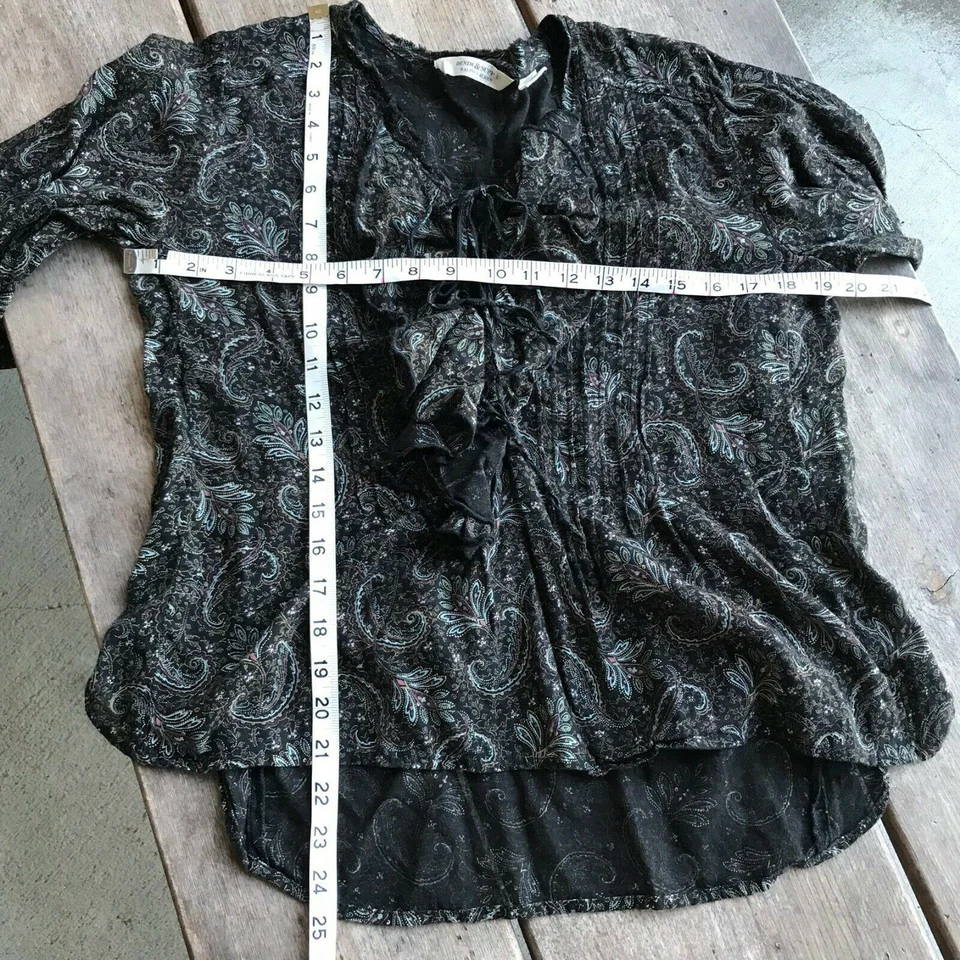 Denim & Supply Womens Blouse Size XS Ralph Lauren Lace Up Paisley Ruffle Poet - Image 4 of 4
