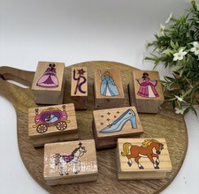 Lot of 8 Stamping-Princesses Wooden Rubber Stamp Set-Card Making-Crafting Preown