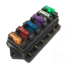 6 Way Blade Fuse Box Block Holder 12-24V Car Boat Power Distribution Panel Board