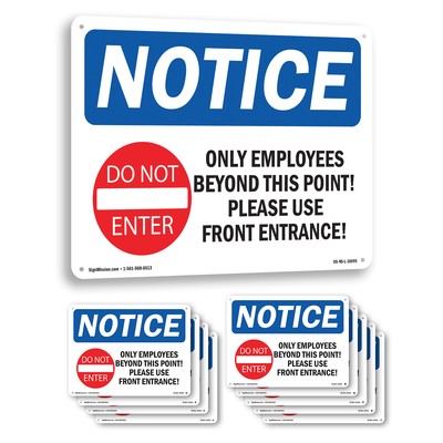 Only Employees Beyond This Point! OSHA Notice Sign Metal, Decal - 5 or 10 Pack