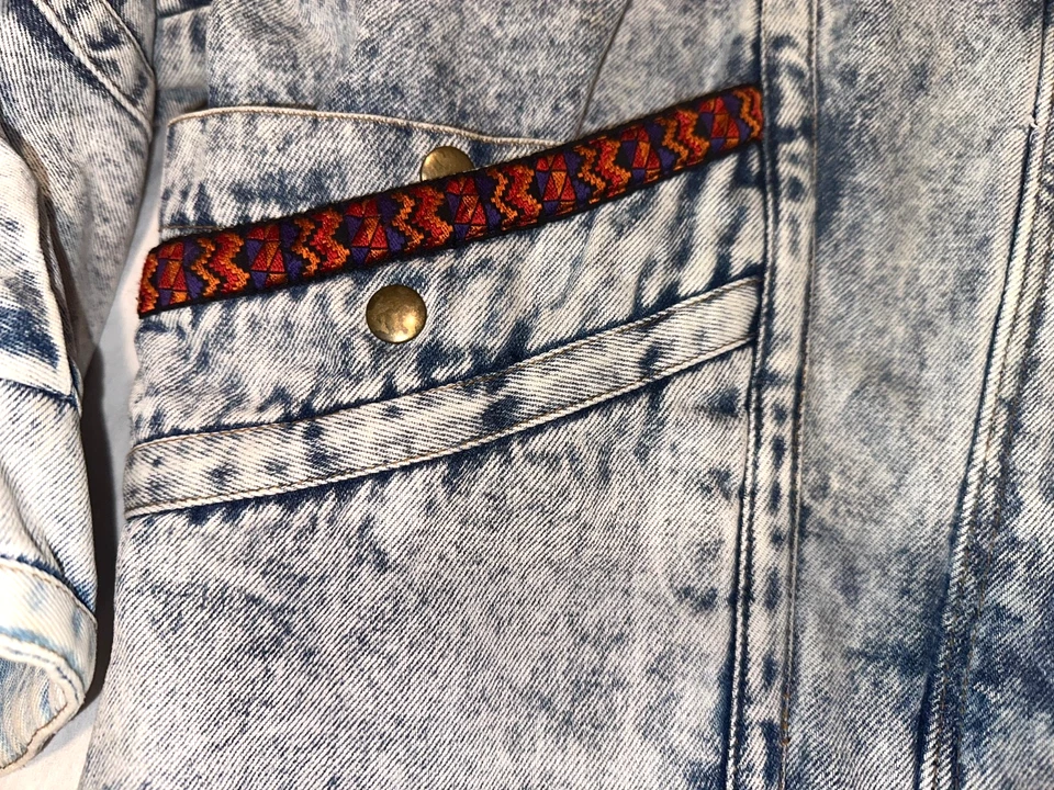 Abrigo Chaqueta Jean Forrado de Vellón Denim Lavado Ácido Gitano Años 80 De Colección Para Mujer L Foto 4 de 4
