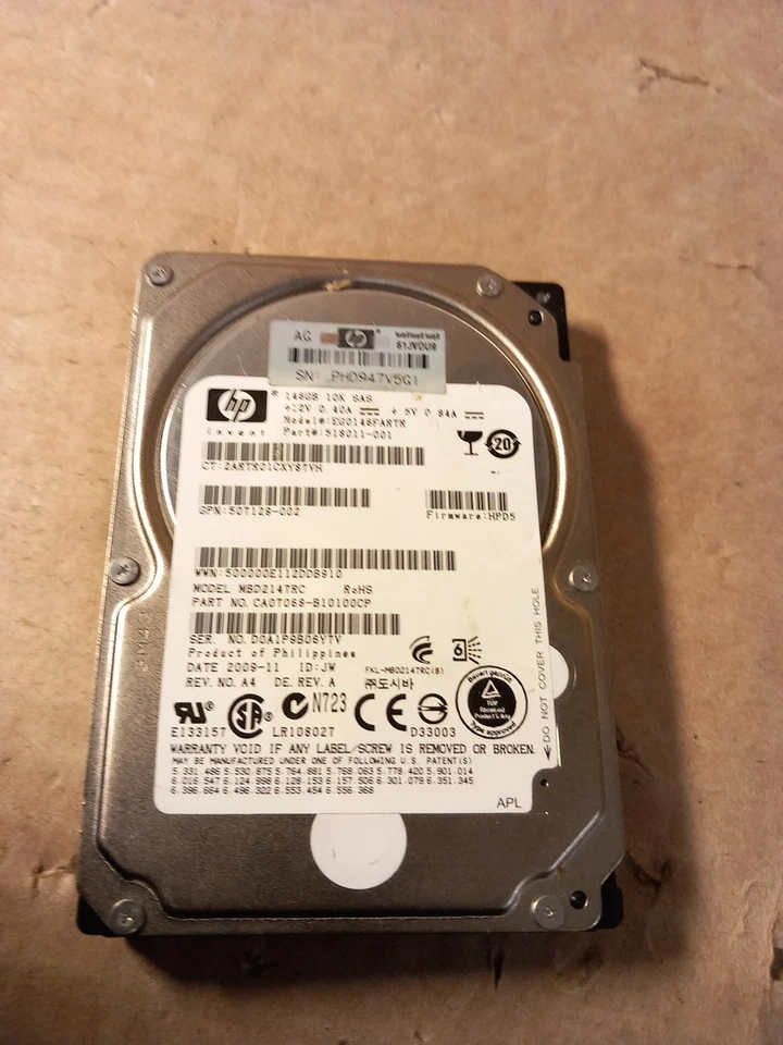 HP  EG0146FARTR  146GB 2.5'' Internal HDD SAS 16MB Cache 518011-001 - Image 3 of 4