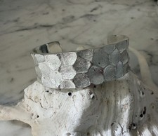 Rustic Cuff Hammered Silver Cuff Bracelet Wid...