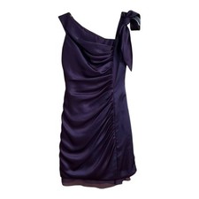 Vera Wang White VW360050 Size 6 Purple Rushing Party Dress Off Shoulder Side Bow