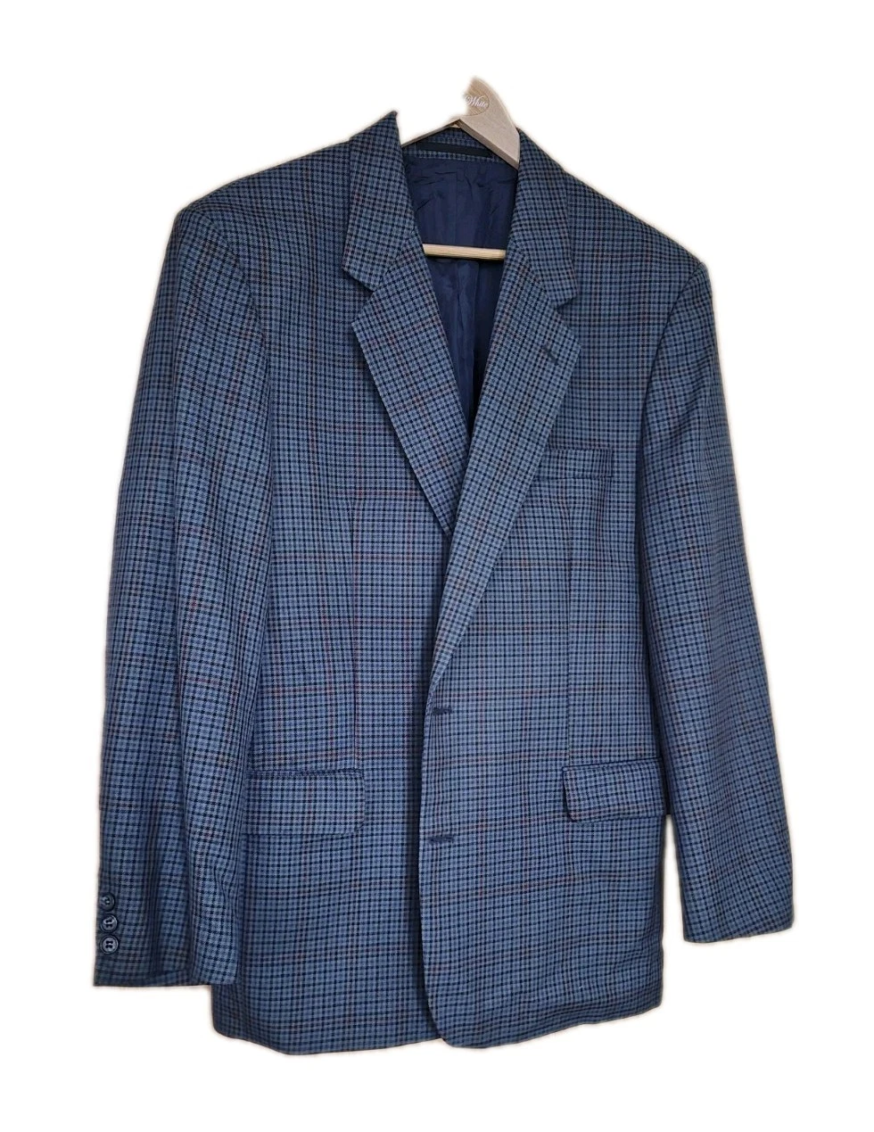 Canda C&A Wool Blend Blazer Jacket Blue Check Classic Fit 42R