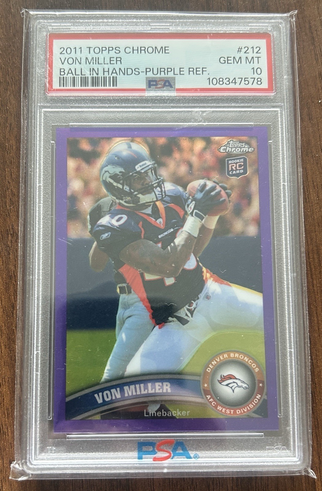 2011 Topps Chrome Von Miller Purple Refractor /499 Rookie RC PSA 10 GEM MINT