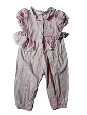 Vintage Carter’s Baby Girls 18M Pink Ruffle Romper Heart Buttons USA Made