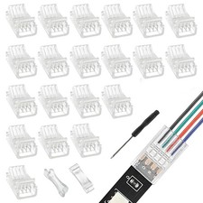 4 Pin 10 mm LED Strip Connector - Quick Connector RGB Lights Adapter for 5050...