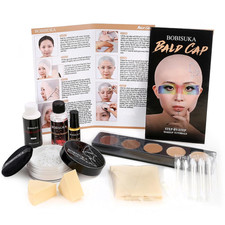 Bald Cap Halloween Makeup Kit for Men & Woman, Complete Bald Cap Costume Charact