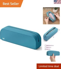 Elegant 8" Teal Silicone Pencil Case - Perfect for Women’s Essentials