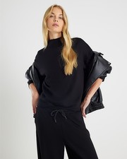 River Island Womens Top Black Premium Long Sleeve Midweight High Neck Blouse