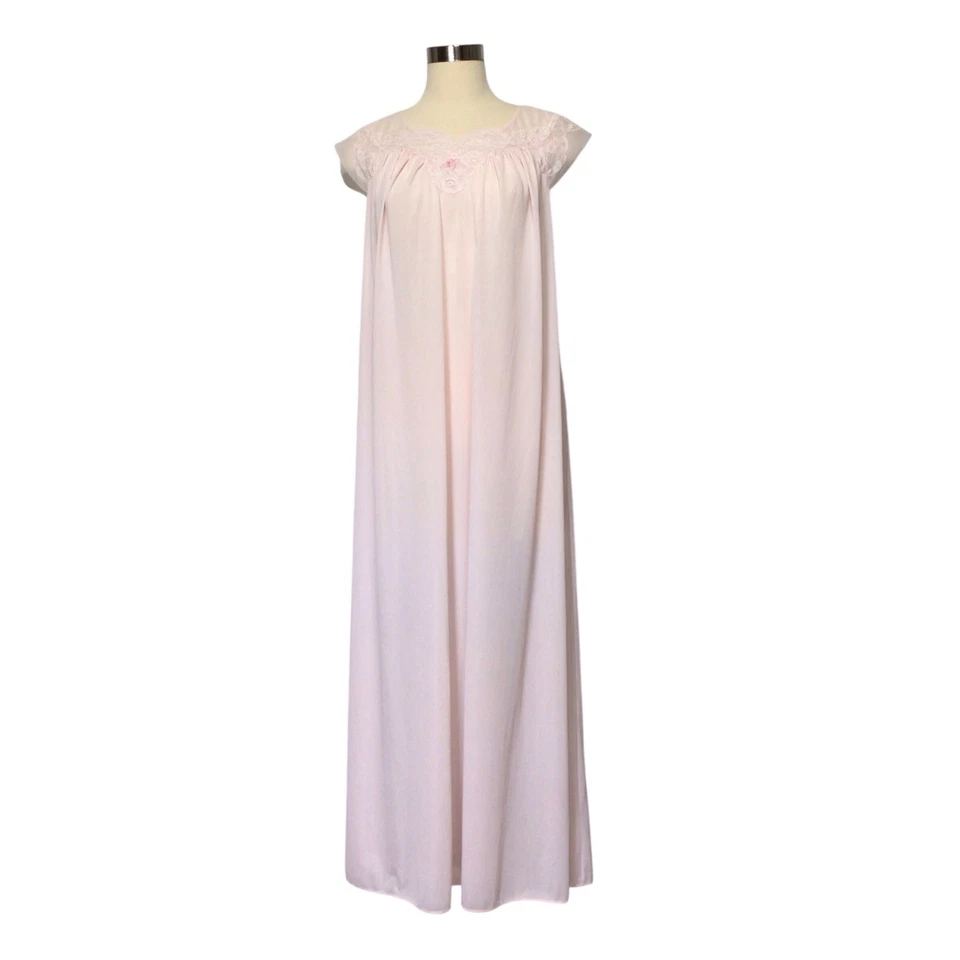 Camisón largo Shadowline para mujer mediano rosa nailon encaje Foto 2 de 4