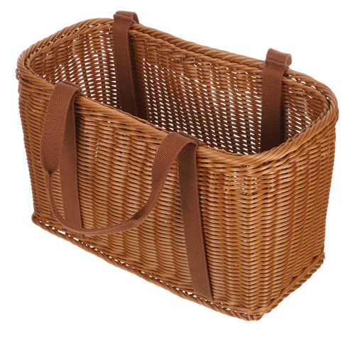 Cesta de compras de mano tejida con flores cestas tejidas a mano - Imagen 3 de 12