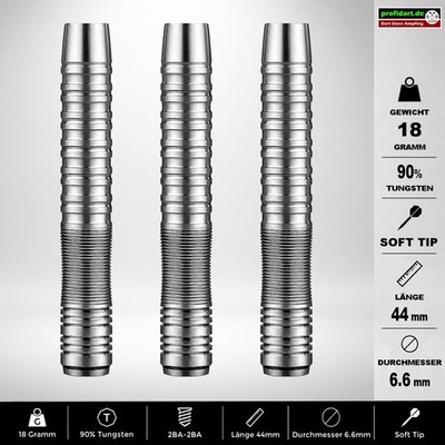     Dart Darts Barrel Barrels Griffstück Soft 90% Tungsten 44x6,6 mm 18g 18 gr