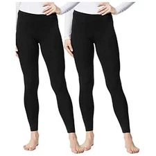 NEW 32 Degrees Heat Women's M 2 Pack Base Layer Pants Medium Black Polyester