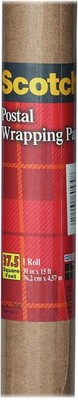 Scotch Postal Wrapping Paper, Kraft, 30in X 15ft