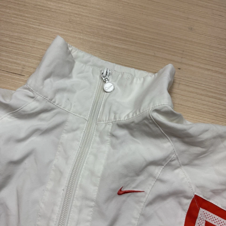 Vintage Y2K Nike Striped Windbreaker Jacket Women’s XS White Orange 90s - Image 3 of 4