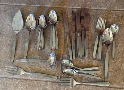 45 Pcs Satinique Oneida Community MCM Stainless 8 Serving Pieces
