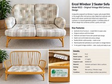 Vintage Ercol Windsor 2 Seater Sofa Model 9522 Light Finish Original Cushions
