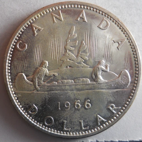 1966 CANADA DOLLAR - AU/UNC - Excellent Silver Crown Coin - Lot #A3