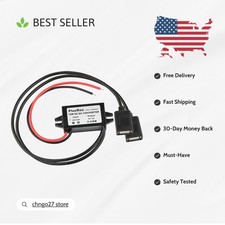 Waterproof 12V/24V to 5V Converter - Dual USB Adapter with Safety Features