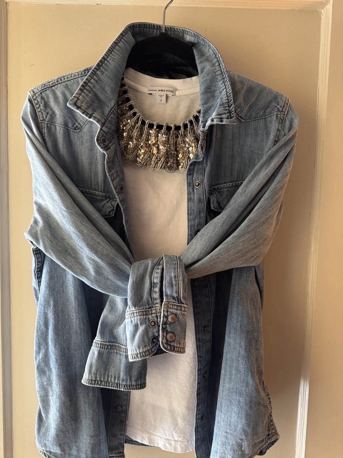 Vintage Sequin Statement Collar Neckpiece Silver … - image 15