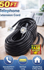 50 Ft Telephone Extension Cord RJ11 Modular Phone Line Cable Black
