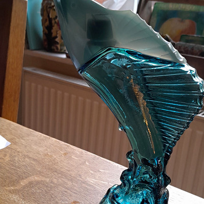 Avon blau Glas Fisch Figur Parfüm Flakon Deko Glas/Kristall