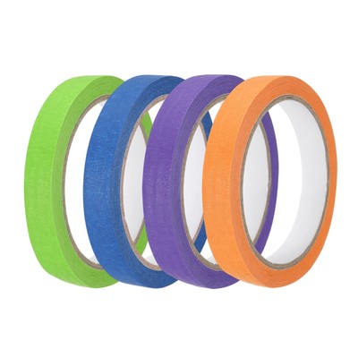 4pcs 9/16'' x 22 Yard Colored Masking Tape, Dark Blue Purple Orange Green