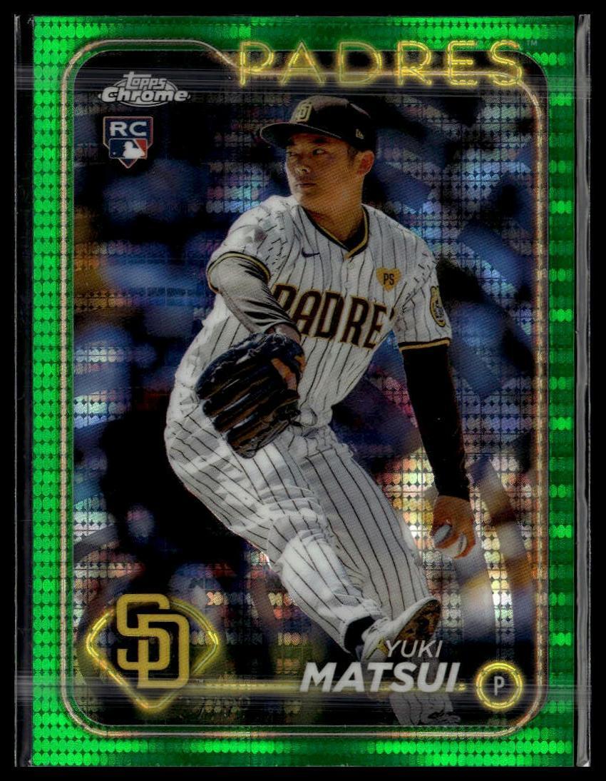 2024 Topps Chrome #116 Yuki Matsui Green Raywave Refractors #/99 Rookie SN,RC