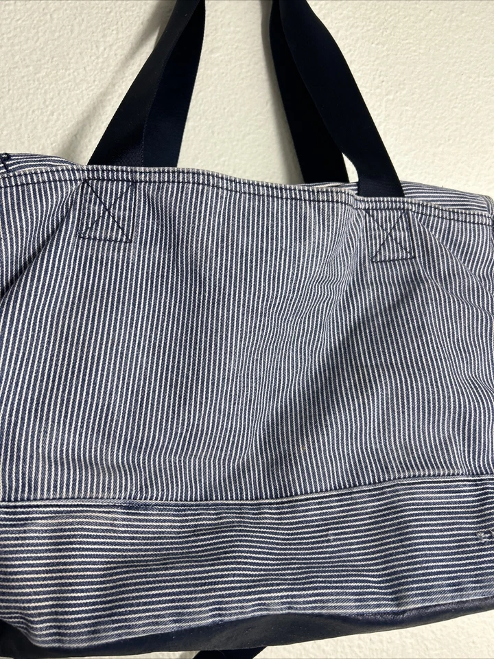 Bandolera Gap OLX Bolso de Pañales Denim Azul Blanco Ferrocarril Rayas 16x16x6 Lona Foto 4 de 4