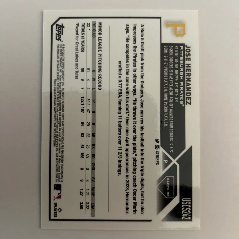 Refrator 2023 Chrome atualização safira Jose Hernandez laranja novato 19/25 - Imagem 2 de 2