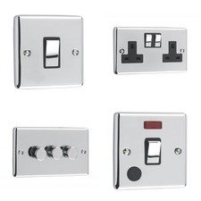Windsor Range - Polished Chrome Sockets and Switches Black Trim