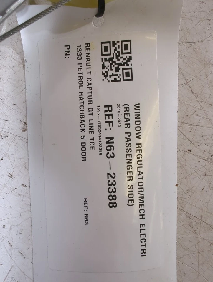 Renault Captur MK1 5 Door 2018-2020 WINDOW REGULATOR REAR PASSENGER SIDE N63 - Image 3 of 4