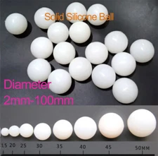 White Solid Silicone Ball Bouncing Bouncy Silica Gel Balls Diameter 2mm-100mm
